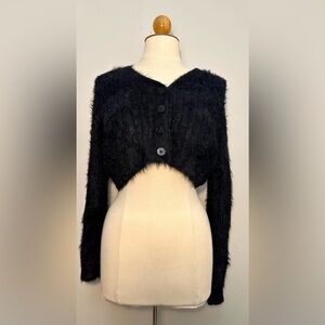 Sugar & Jade Cropped Sparkly Black Cardigan Sweater Girl's Size M / 10
